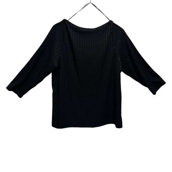 Addition Elle Square Neck Black Ribbed 3/4 Sleeve Size 2x NWT Brand New - Picture 2 of 7